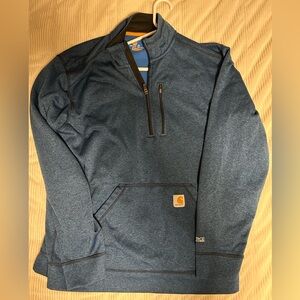 Carhartt Mens 1/4 Zip Pullover Sweatshirt Blue XL